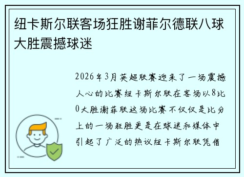 纽卡斯尔联客场狂胜谢菲尔德联八球大胜震撼球迷